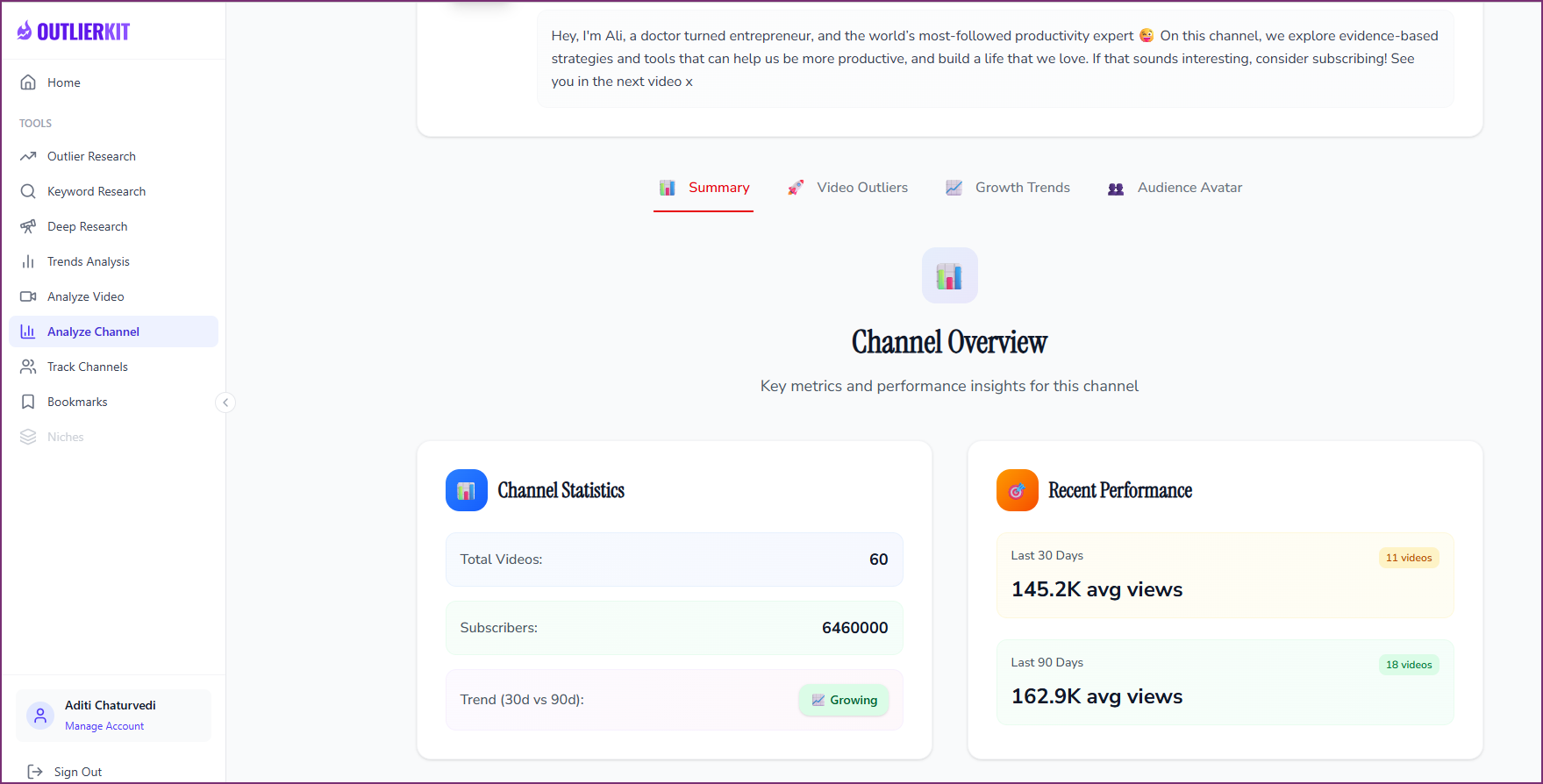 OutlierKit Competitor Studio analysis showing competitive intelligence data that feeds into n8n workflows