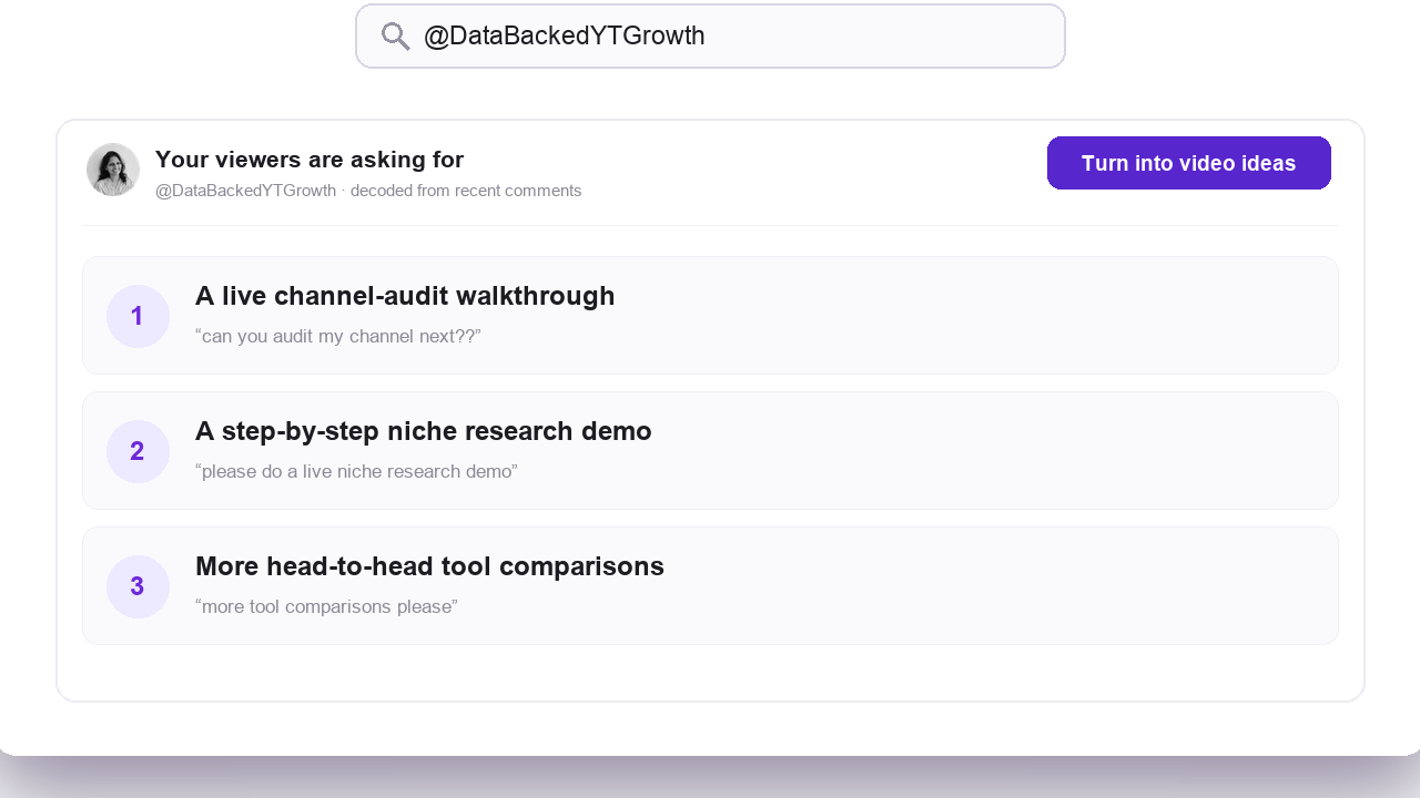 OutlierKit comment intelligence surfacing the questions viewers ask under an educational video