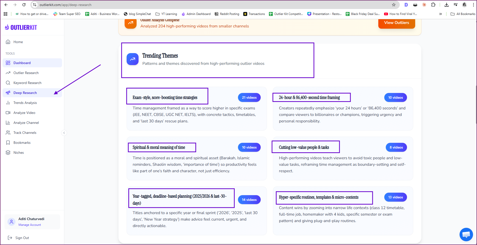 Trending themes and patterns identified by AI