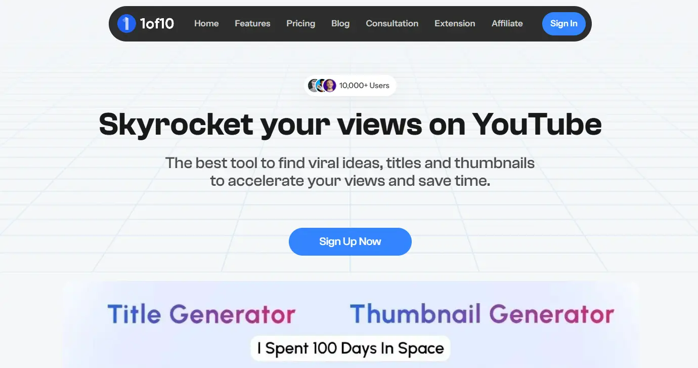 1of10 interface for outlier video discovery