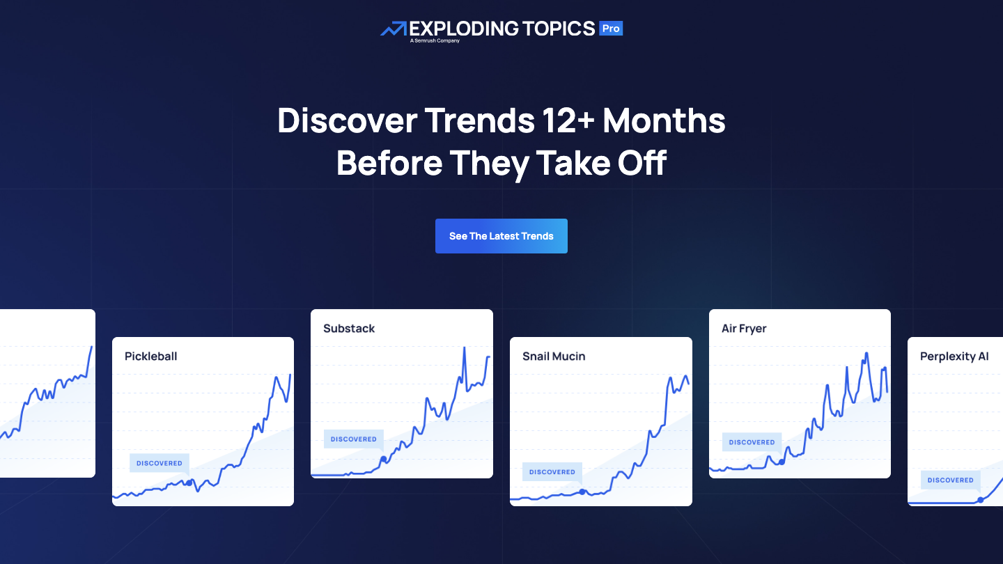 Exploding Topics dashboard screenshot