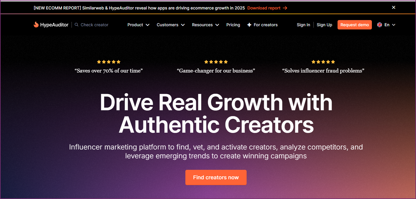 HypeAuditor dashboard screenshot